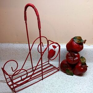 Apple decor cruet/condiment holder wooden apples